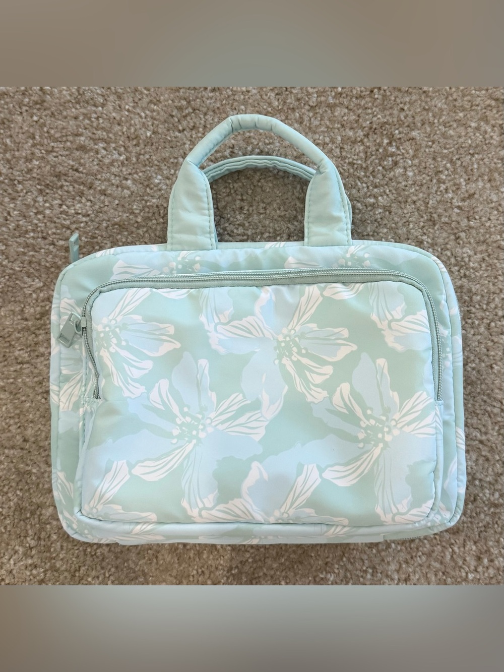 Never used MYTAGALONGS Stellar Beauty Organizer mint green floral makeup bag